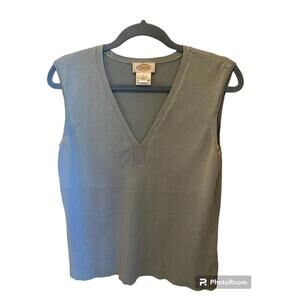Talbots Women's XL Blue sleeveless Sweater Lightweight silk